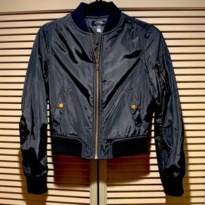 Aqua black bomber jacket XS